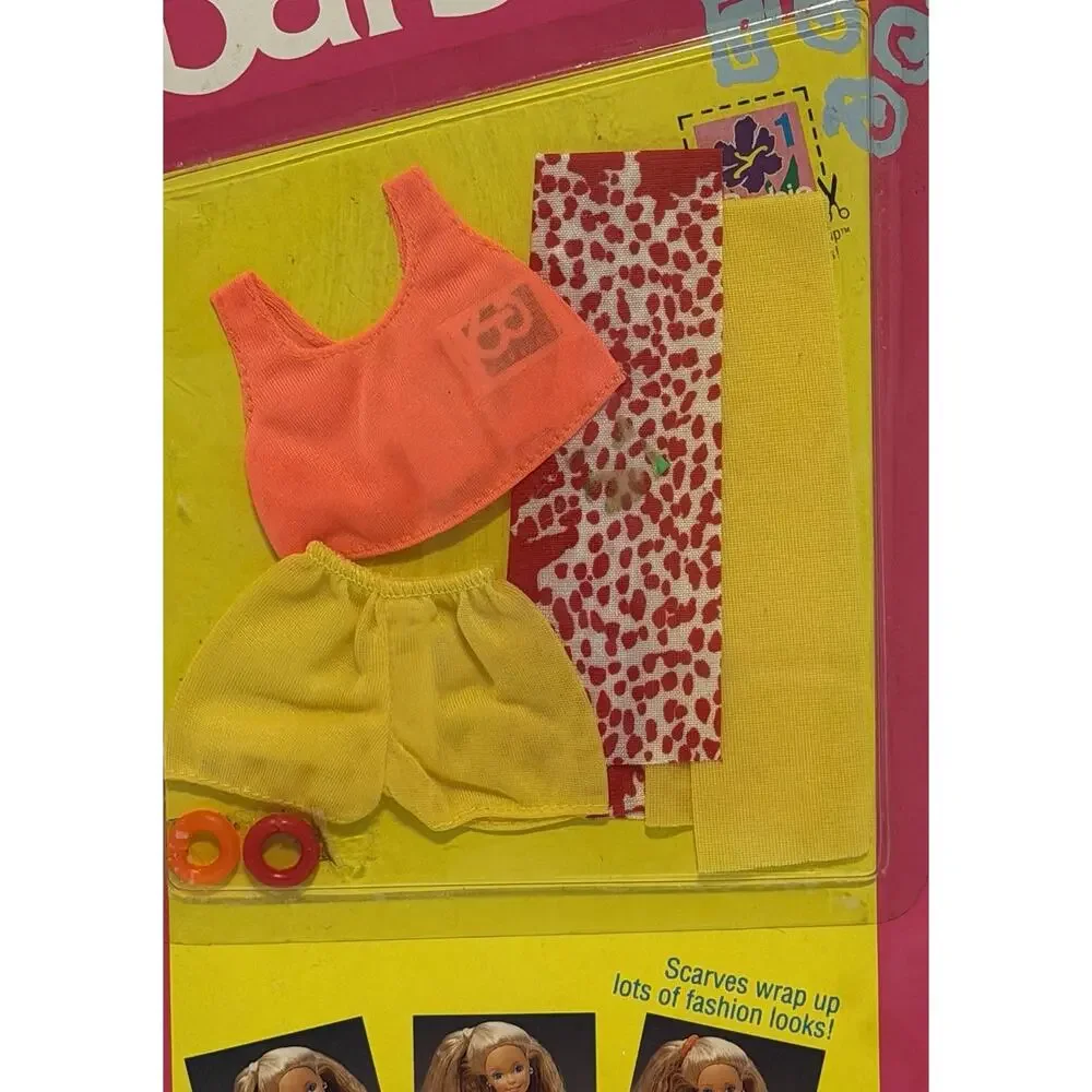 Vintage 1991 Barbie Fashion Wraps 2936 Red Orange Yellow NOS FREE SHIPPING